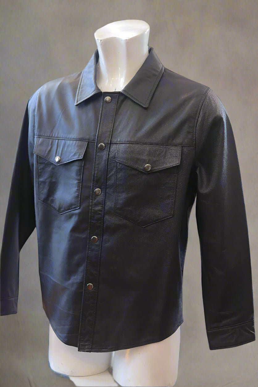 Black Maverick Men’s Leather Jacket – Classic Fit, Rugged Finish, All-Season Outerwear